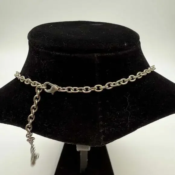 VINTAGE MATTE SILVER TONE CHUNKY NECKLACE statement - Picture 4 of 4